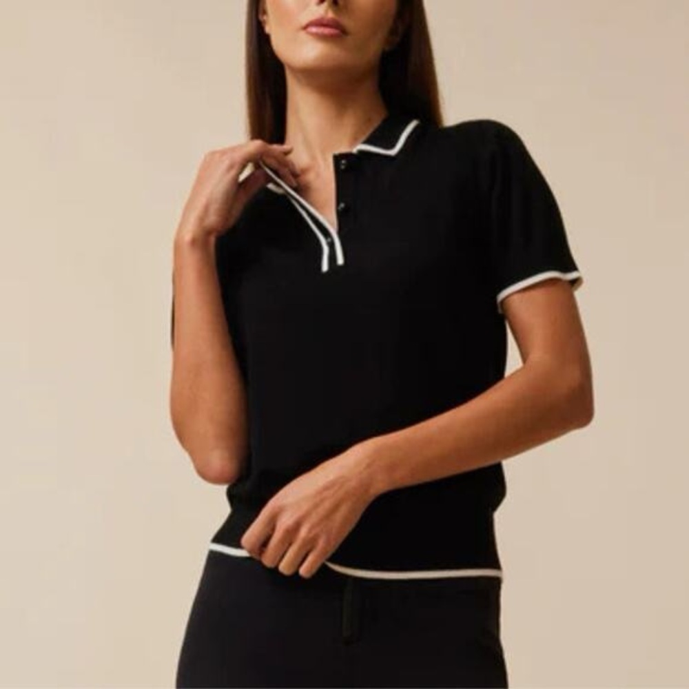 Greyson Bardot Short Sleeve Sweater Polo
